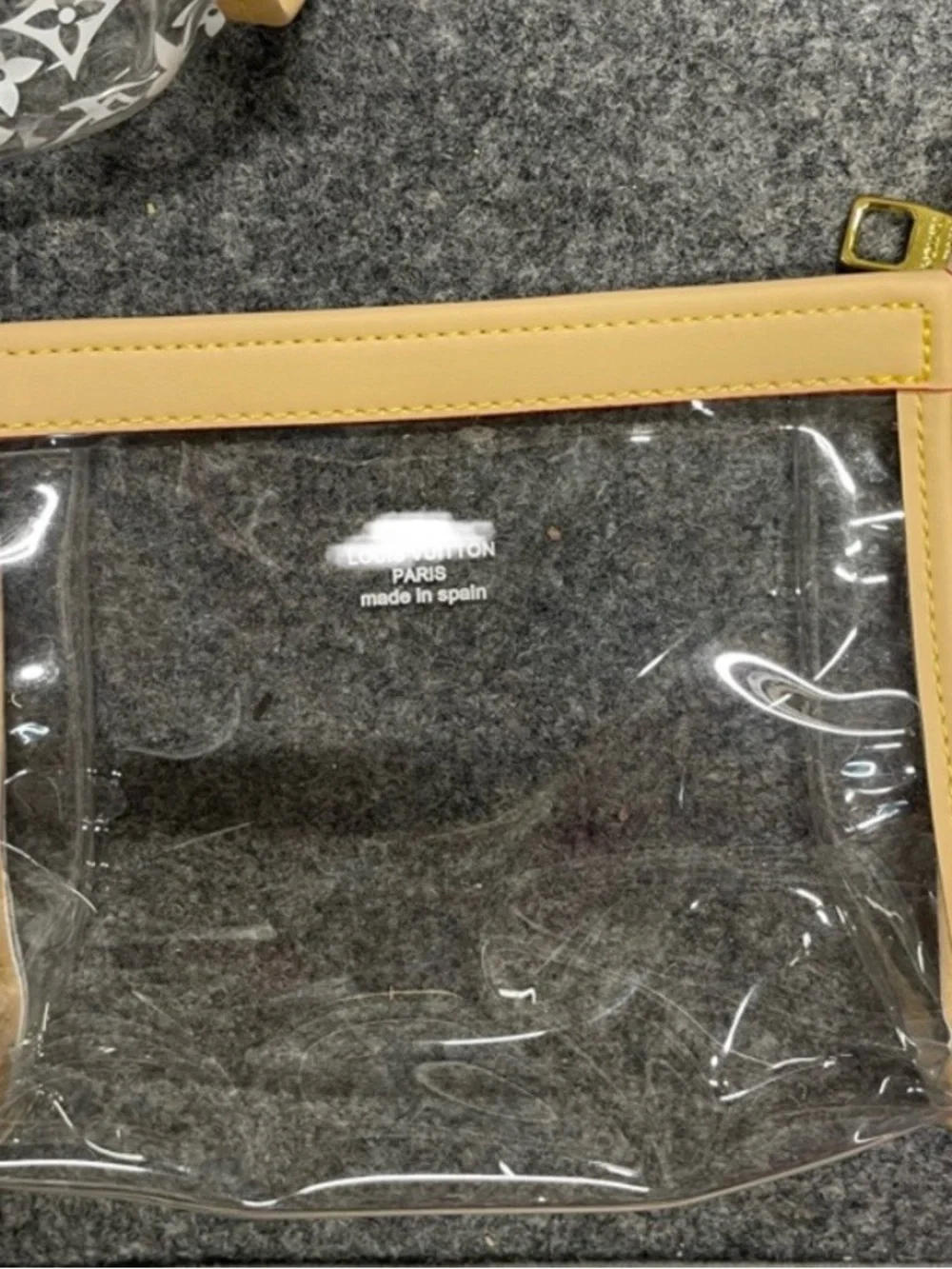 Clear Monogram 3-pc Cosmetic Pouch with Beige Trim - Picture 3 of 4